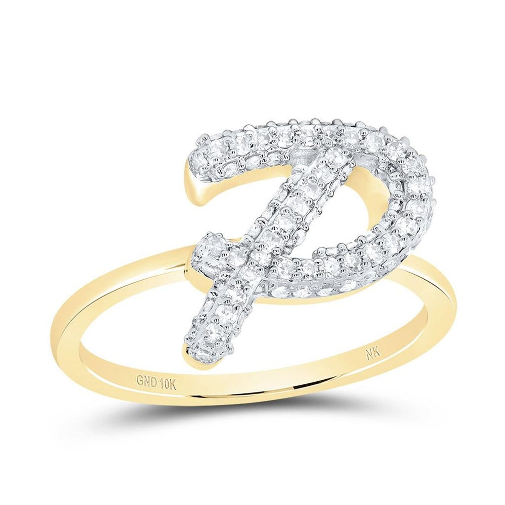 10K Yellow Gold Diamond Initial P Ring - 3/8 Carat Total Diamond Weight