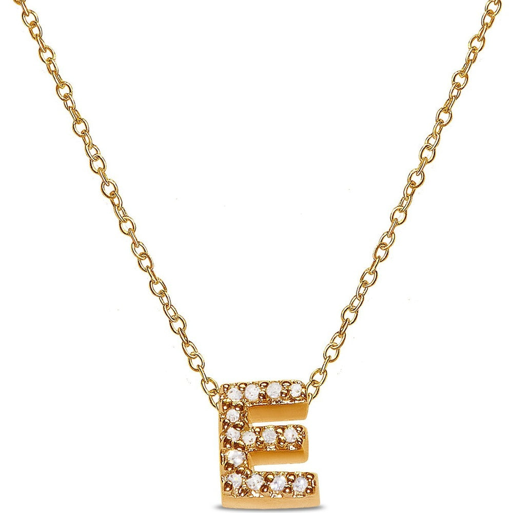 10K Yellow Gold Diamond Initial Pendant with Prong Set Round Diamonds - 0.06 Carat Total Diamond Weight by Auriventus