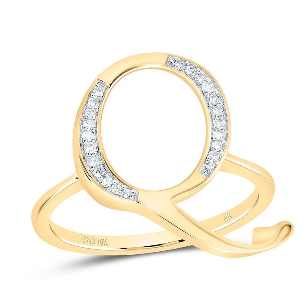 10K Yellow Gold Diamond Initial Q Ring - 1/10 Carat Total Diamond Weight