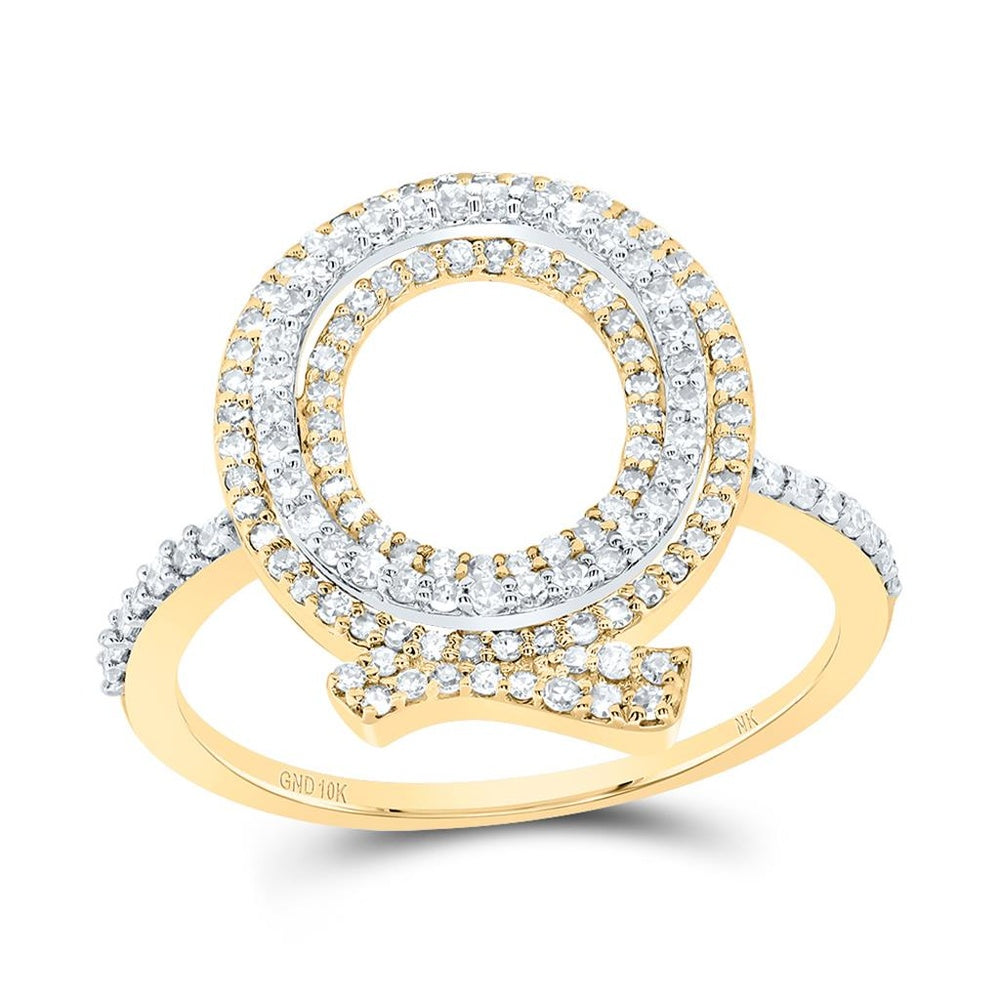 10K Yellow Gold Diamond Initial Q Ring - 1/2 Carat Total Diamond Weight