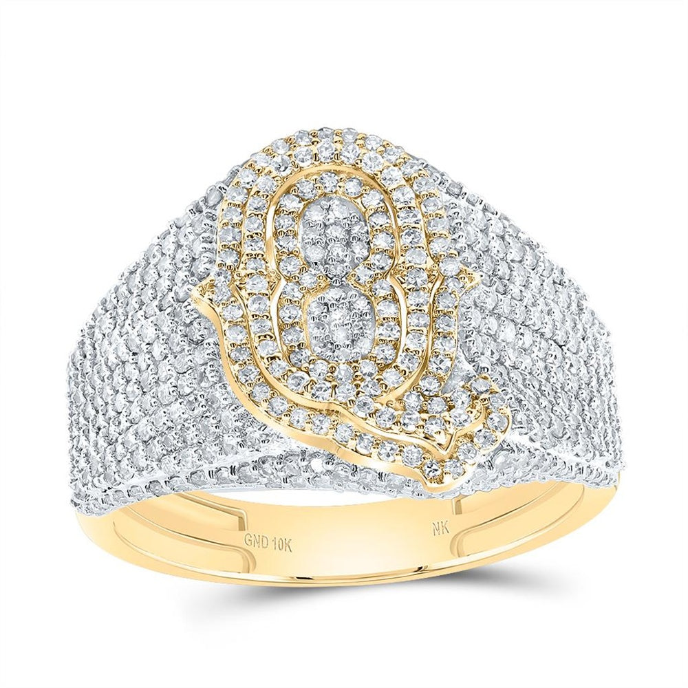 10K Yellow Gold Diamond Initial Q Ring - 1 5/8 Carat Total Diamond Weight