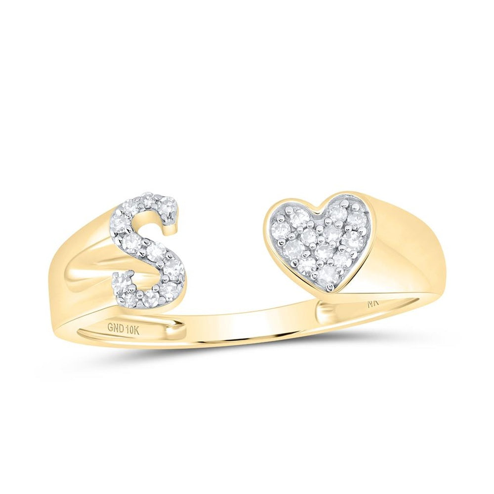 10K Yellow Gold Diamond Initial S Ring - 1/10 Carat Total Diamond Weight