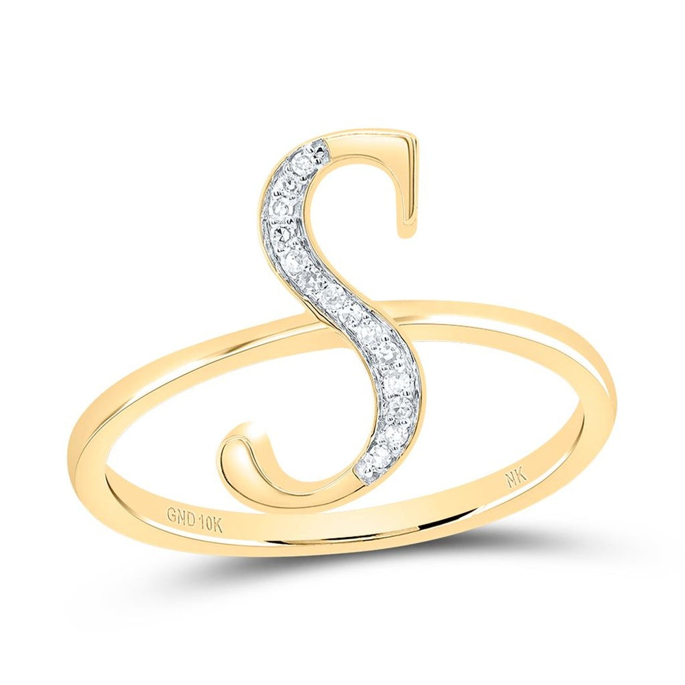 10K Yellow Gold Diamond Initial S Ring - 1/20 Carat Total Diamond Weight