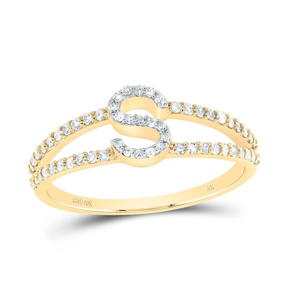 10K Yellow Gold Diamond Initial S Ring - 1/4 Carat Total Diamond Weight