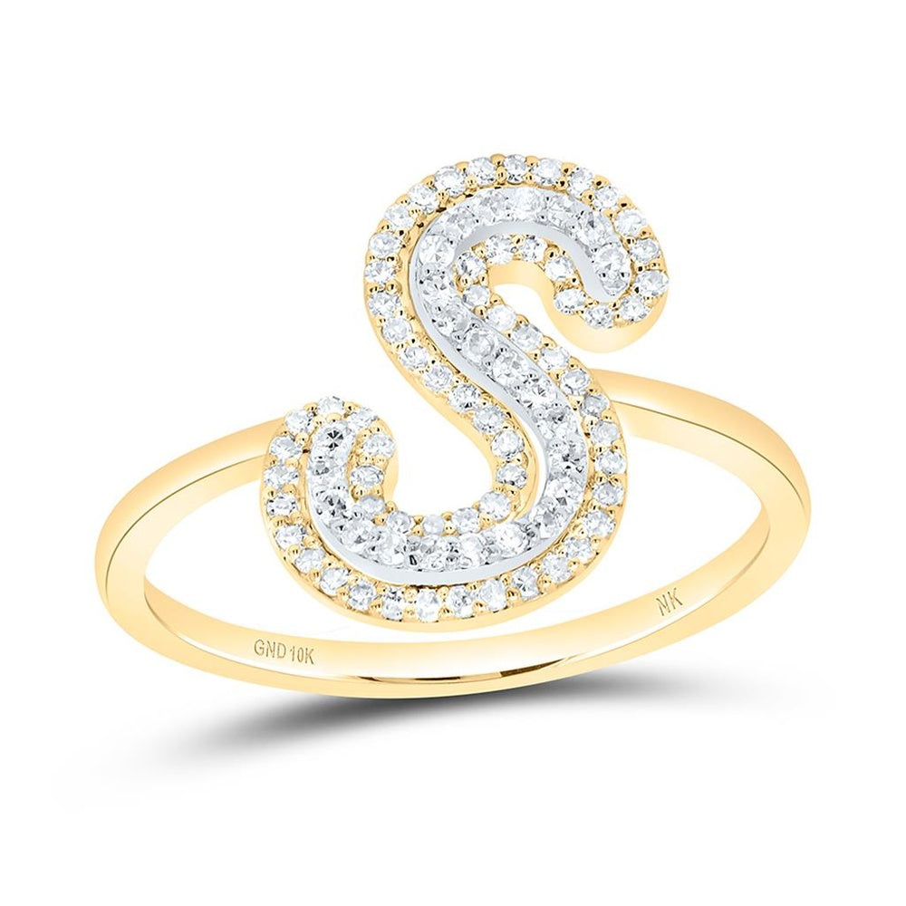 10K Yellow Gold Diamond Initial S Ring - 1/4 Carat Total Diamond Weight