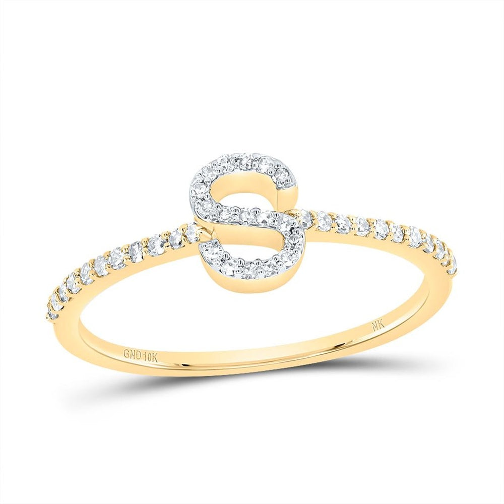10K Yellow Gold Diamond Initial S Ring - 1/7 Carat Total Diamond Weight