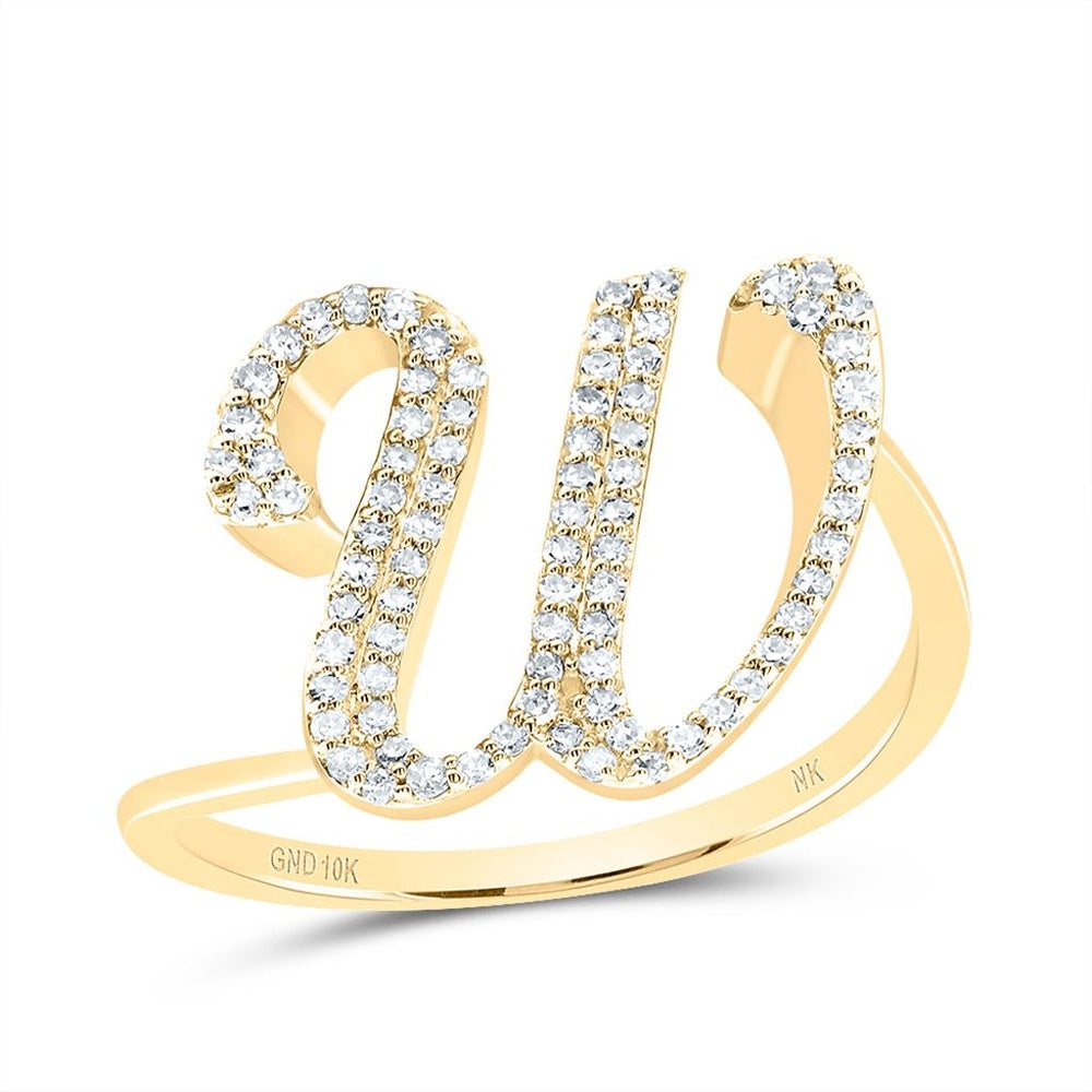 10K Yellow Gold Diamond Initial W Ring - 1/4 Carat Total Diamond Weight