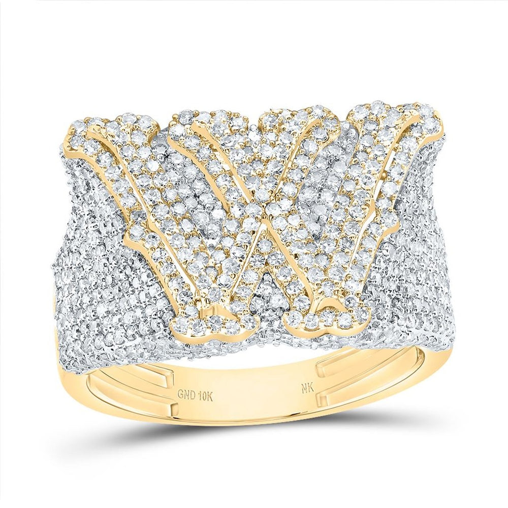10K Yellow Gold Diamond Initial W Ring - 2 1/4 Carat Total Diamond Weight