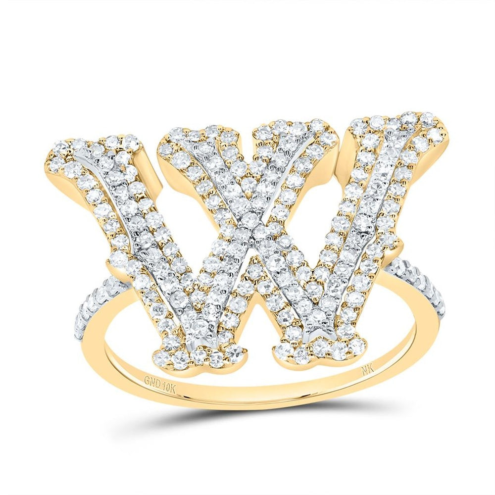 10K Yellow Gold Diamond Initial W Ring - 5/8 Carat Total Diamond Weight
