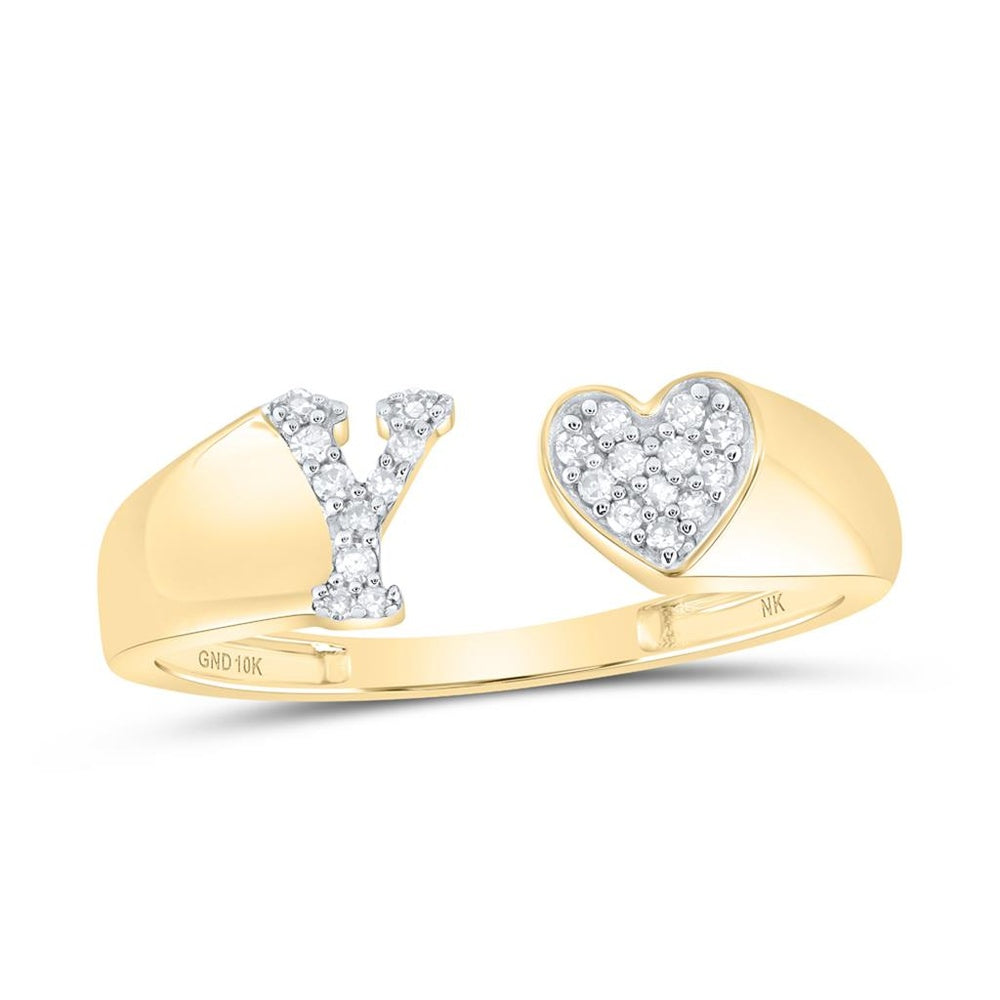 10K Yellow Gold Diamond Initial Y Ring - 1/10 Carat Total Diamond Weight