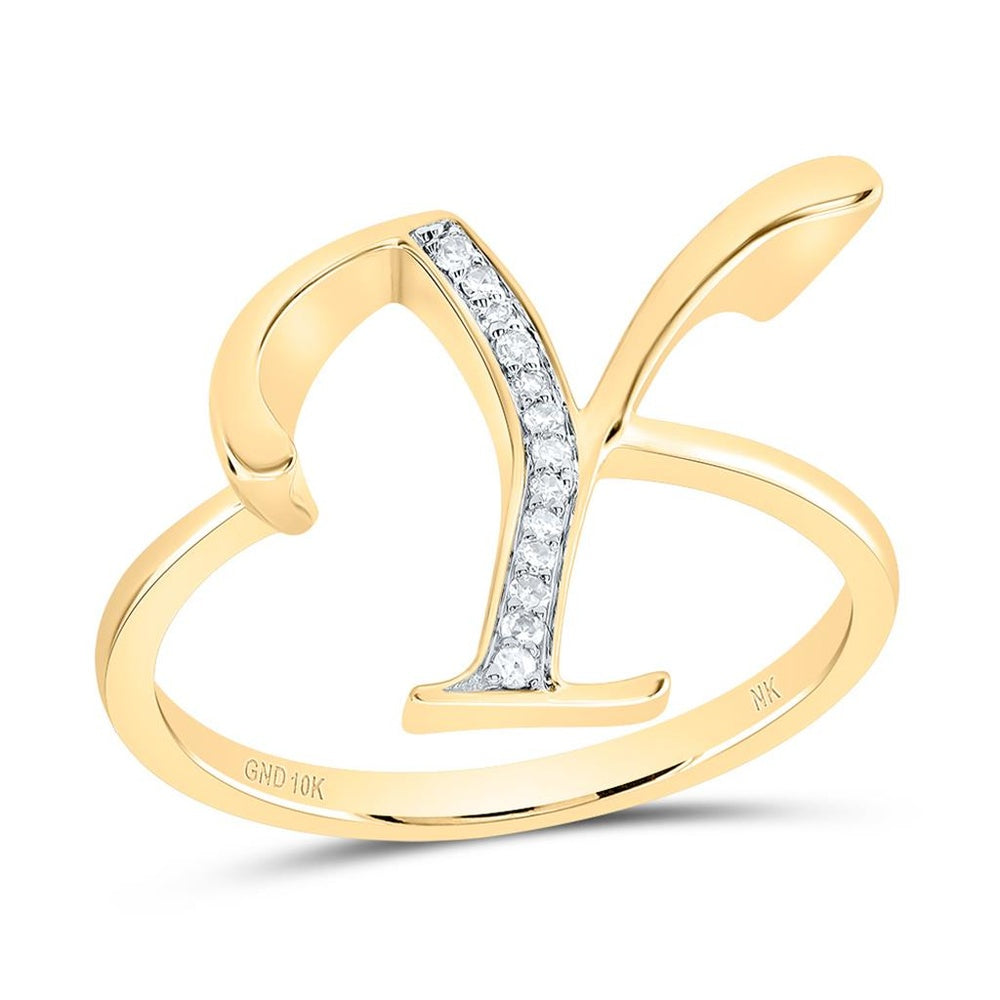 10K Yellow Gold Diamond Initial Y Ring - 1/20 Carat Total Diamond Weight