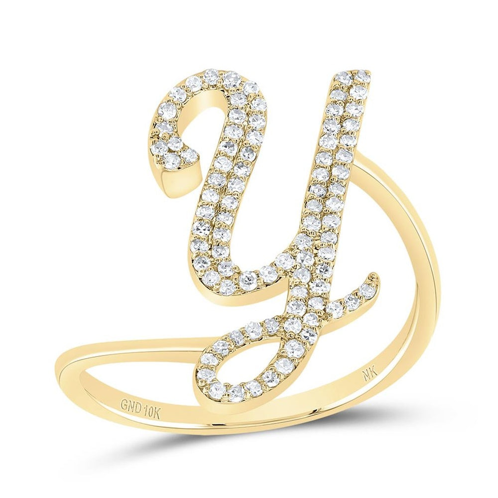 10K Yellow Gold Diamond Initial Y Ring - 1/4 Carat Total Diamond Weight
