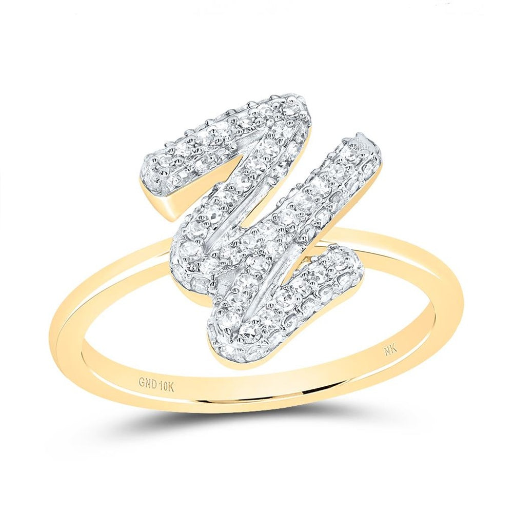 10K Yellow Gold Diamond Initial Y Ring - 3/8 Carat Total Diamond Weight