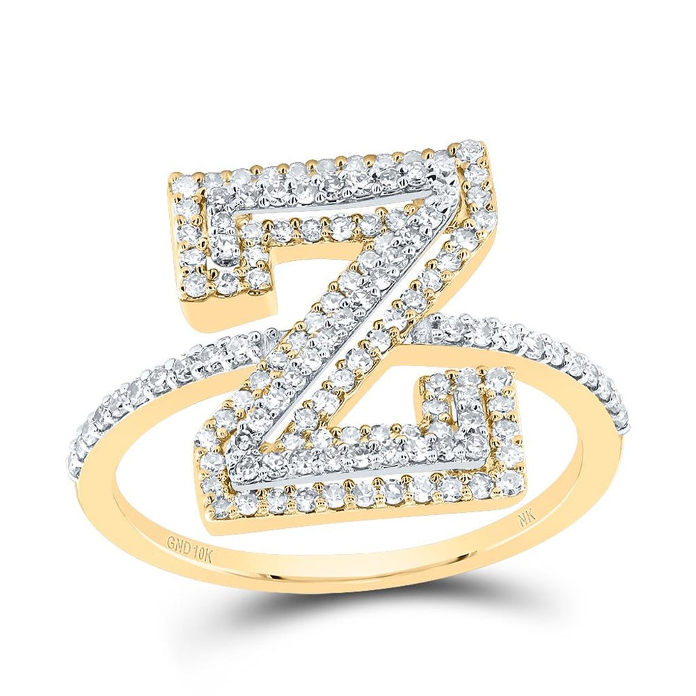 10K Yellow Gold Diamond Initial Z Ring - 1/2 Carat Total Diamond Weight