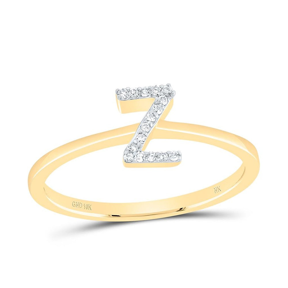 10K Yellow Gold Diamond Initial Z Ring - 1/20 Carat Total Diamond Weight