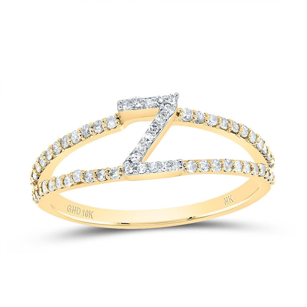 10K Yellow Gold Diamond Initial Z Ring - 1/4 Carat Total Diamond Weight