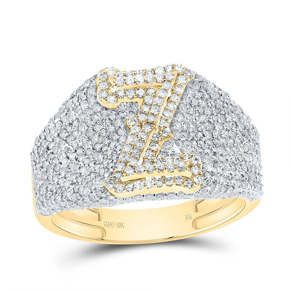 10K Yellow Gold Diamond Initial Z Ring - 1 7/8 Carat Total Diamond Weight