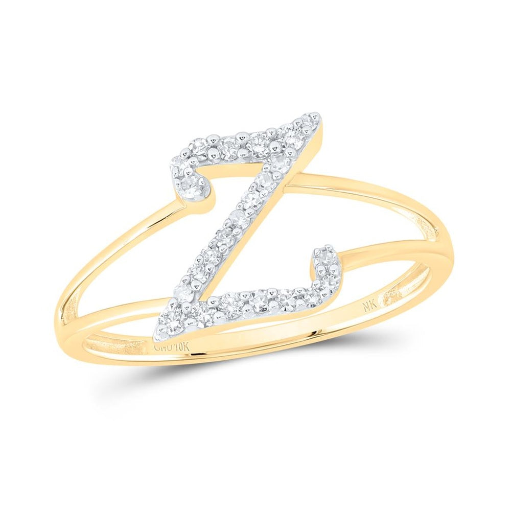 10K Yellow Gold Diamond Initial Z Ring - 1/7 Carat Total Diamond Weight