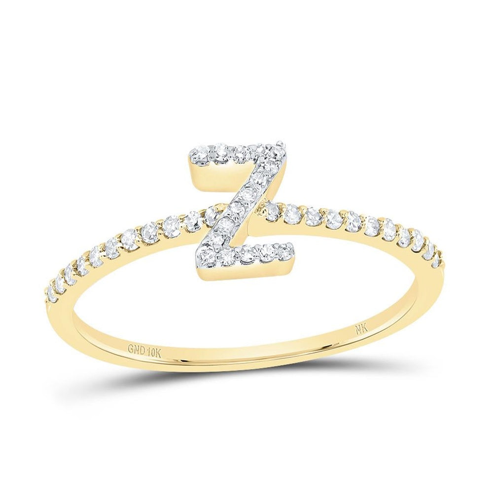 10K Yellow Gold Diamond Initial Z Ring - 1/7 Carat Total Diamond Weight
