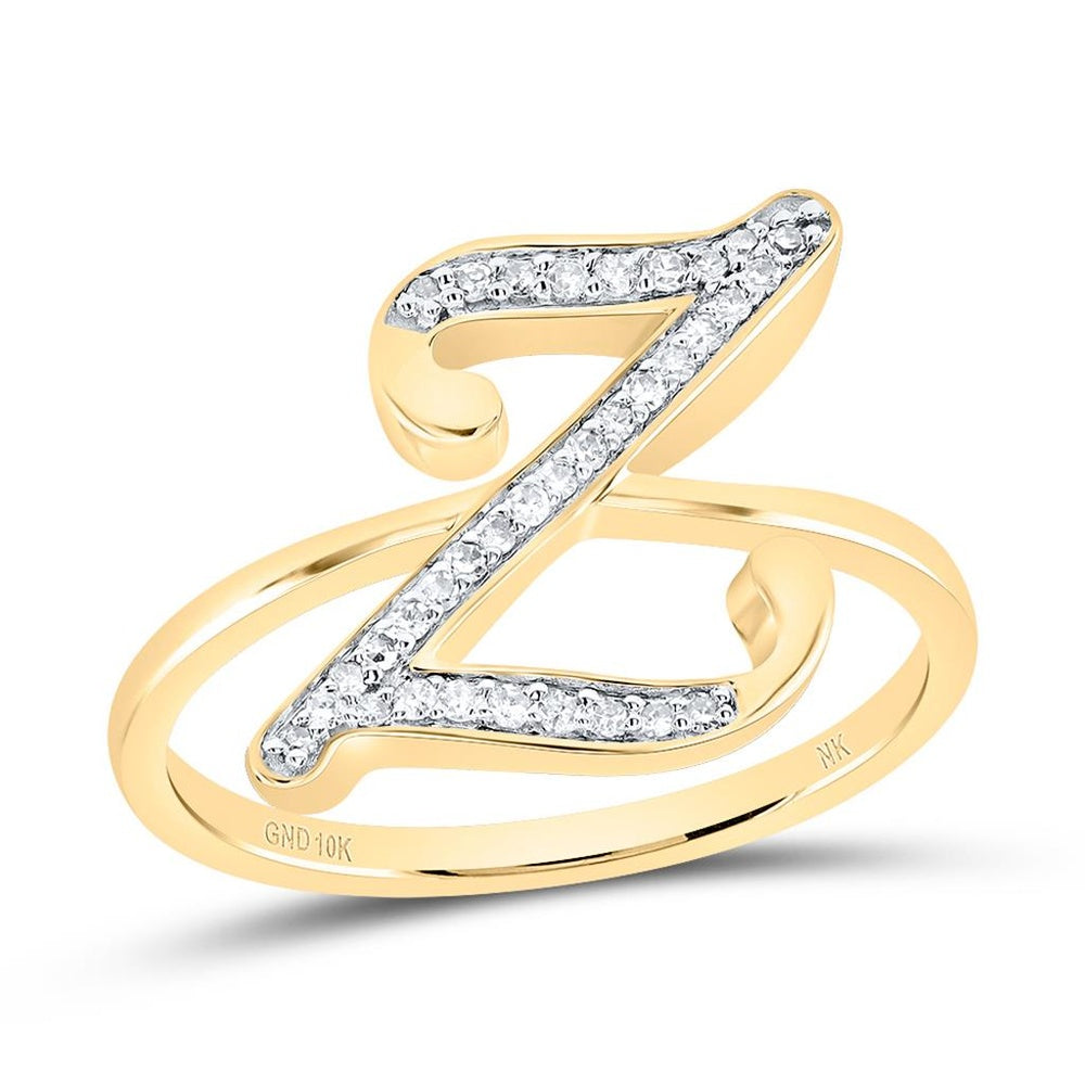 10K Yellow Gold Diamond Initial Z Ring - 1/8 Carat Total Diamond Weight
