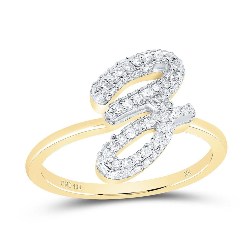 10K Yellow Gold Diamond Initial Z Ring - 3/8 Carat Total Diamond Weight