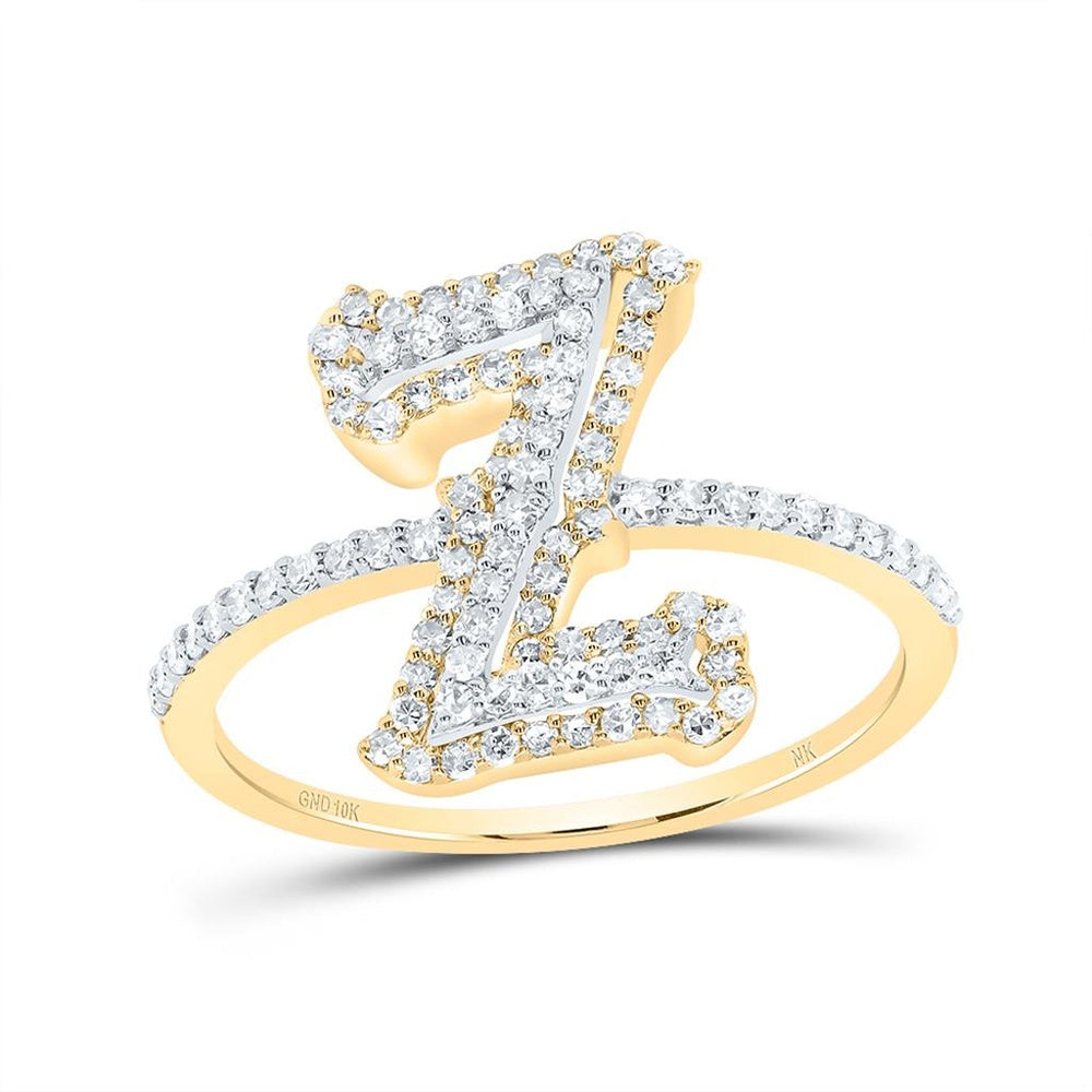 10K Yellow Gold Diamond Initial Z Ring - 3/8 Carat Total Diamond Weight