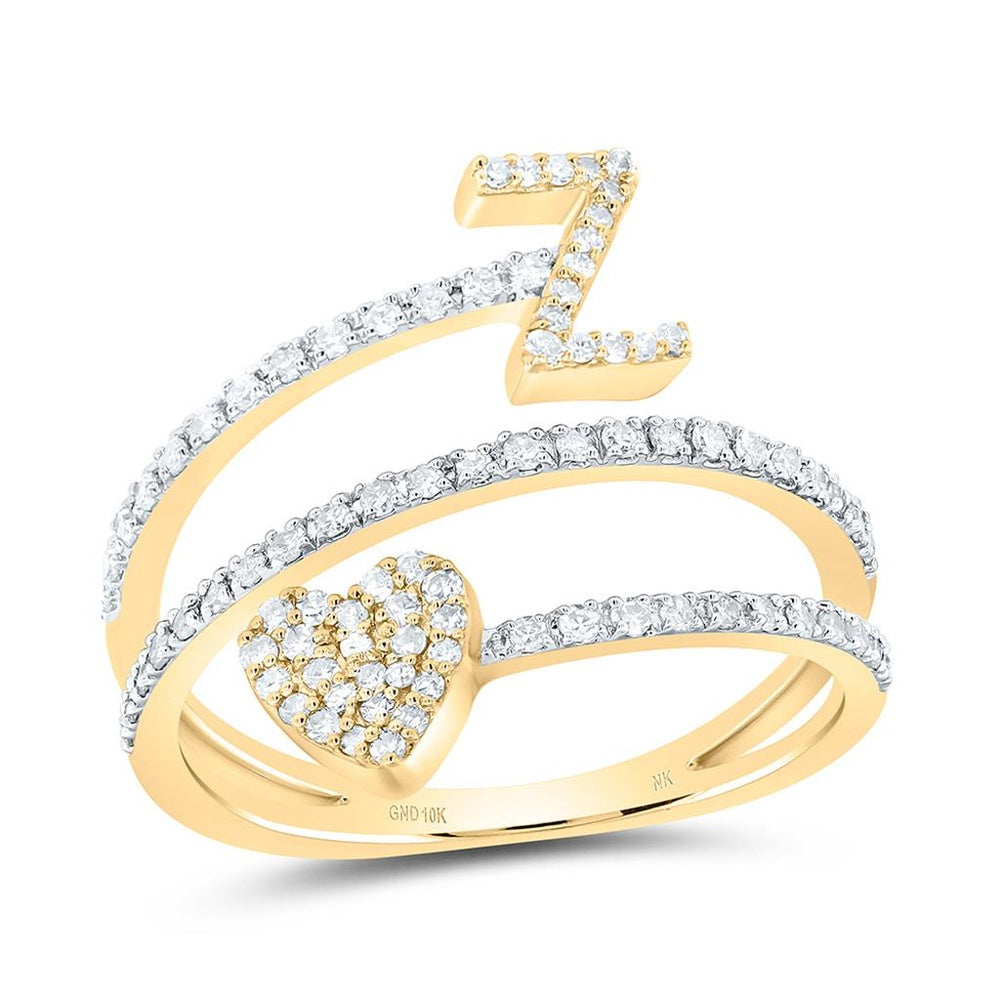 10K Yellow Gold Diamond Initial Z Ring - 3/8 Carat Total Diamond Weight