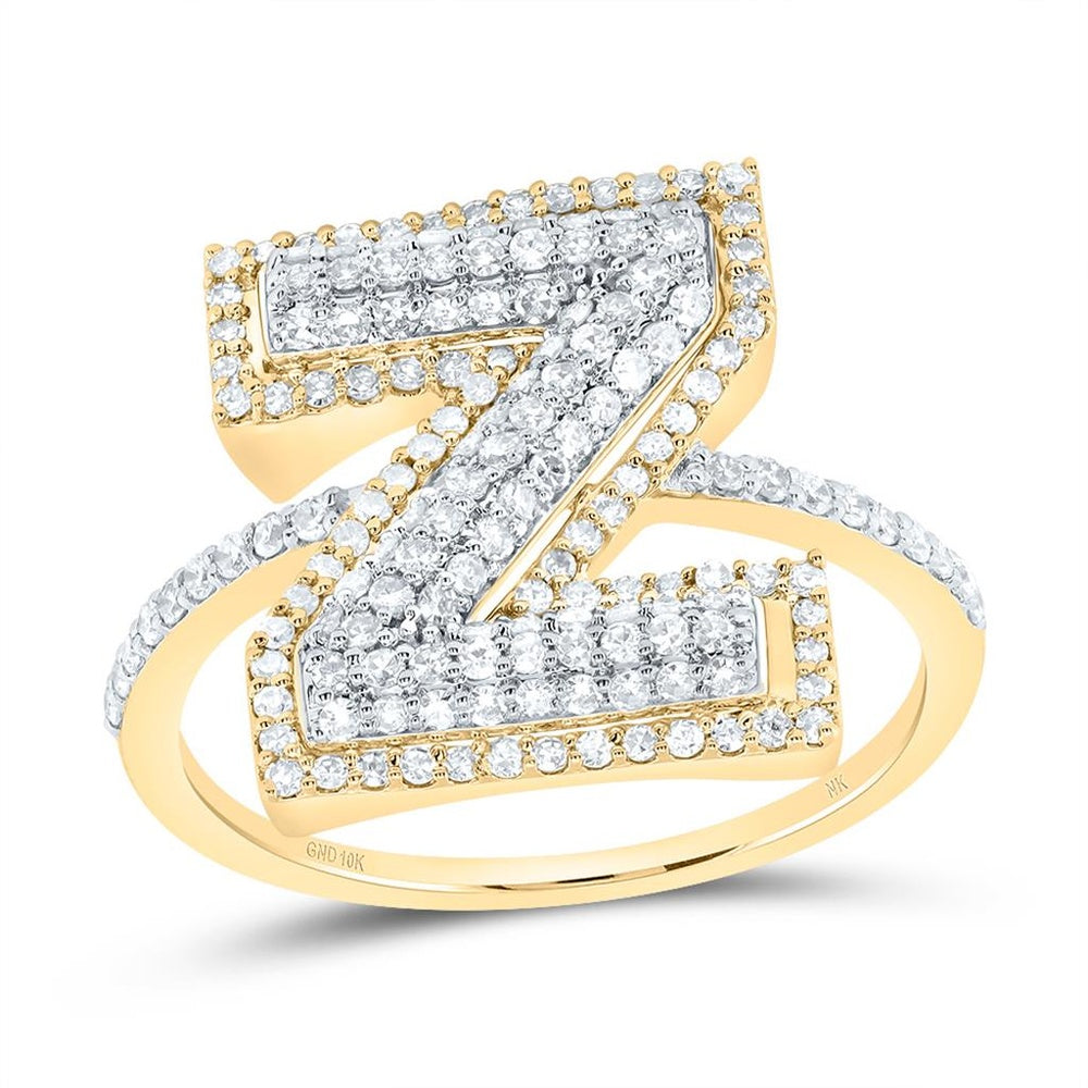 10K Yellow Gold Diamond Initial Z Ring - 5/8 Carat Total Diamond Weight