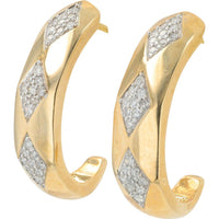 10K Yellow Gold Diamond J - Hoop Earrings - 0.25 Carat Total Diamond Weight