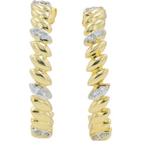 10K Yellow Gold Diamond J-Hoop Earrings - 0.25 Carats Total Diamond Weight