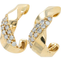 10K Yellow Gold Diamond J-Hoop Earrings - 0.50 Carat Total Diamond Weight