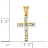 10K Yellow Gold Diamond Latin Cross Pendant with Prong-Set Round Diamonds - 1/6 Carat Total Diamond Weight by Oro Pregiato