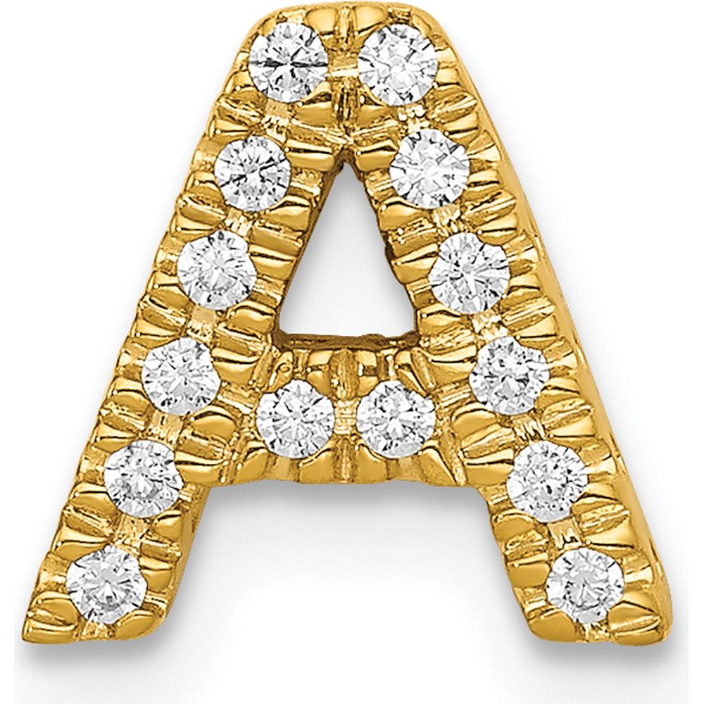 10K Yellow Gold Diamond Letter A Initial Charm - Personalized Diamond Pendant by Oro Pregiato