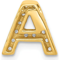 10K Yellow Gold Diamond Letter A Initial Charm - Personalized Diamond Pendant by Oro Pregiato
