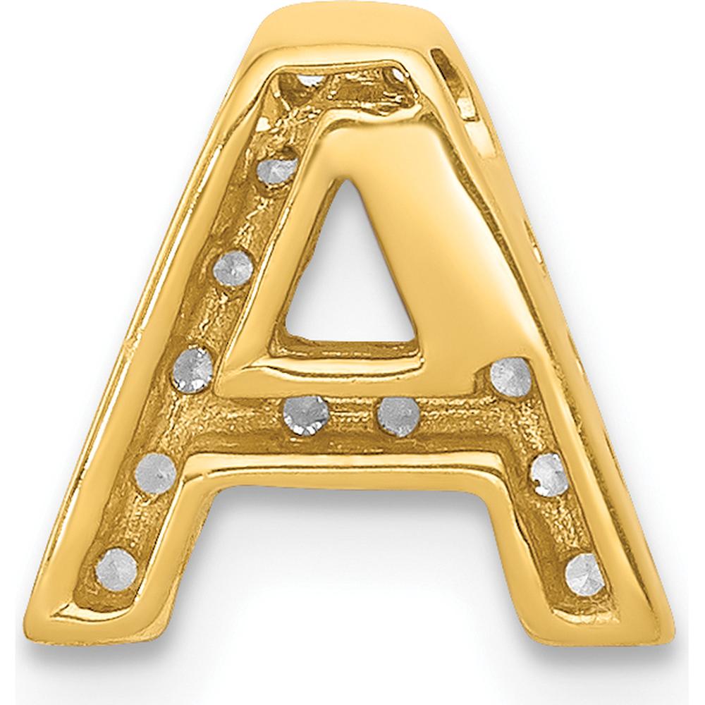 10K Yellow Gold Diamond Letter A Initial Charm - Personalized Diamond Pendant by Oro Pregiato