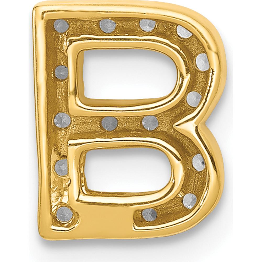 10K Yellow Gold Diamond Letter B Initial Charm with Round Diamonds by Oro Pregiato