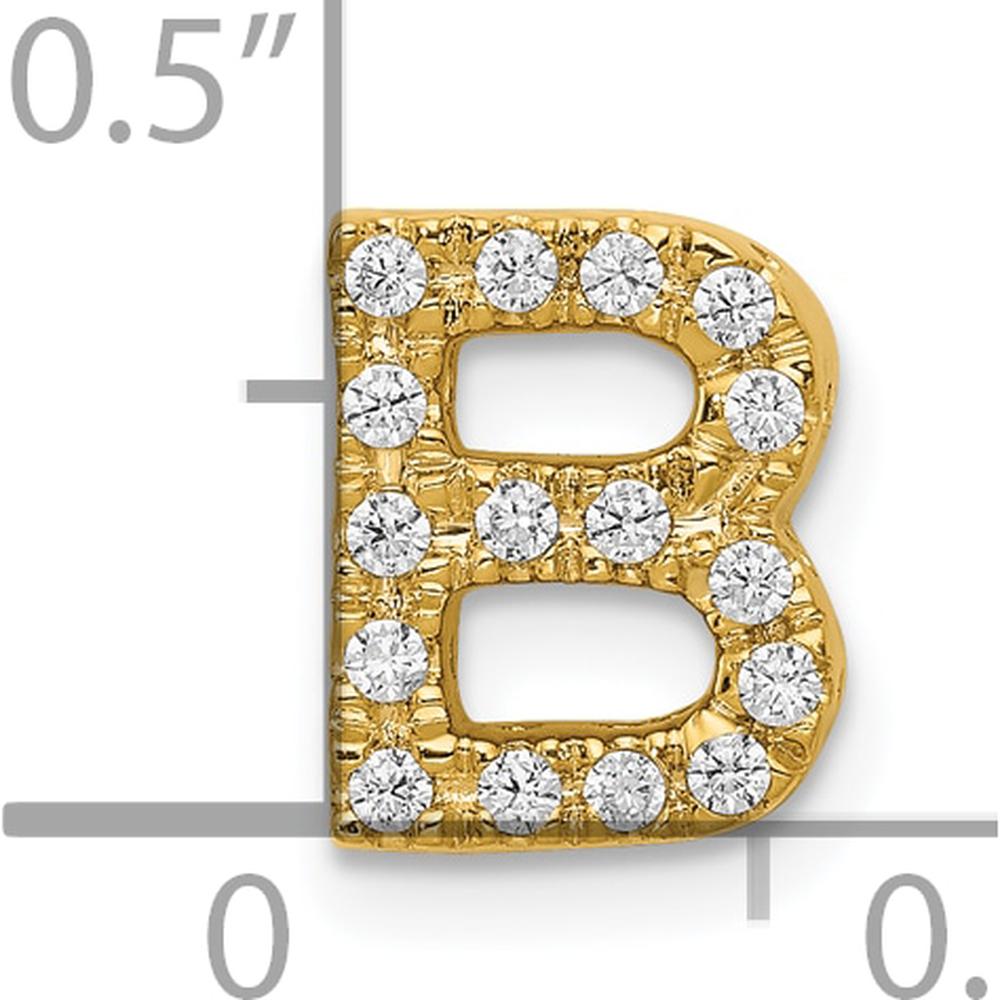 10K Yellow Gold Diamond Letter B Initial Charm with Round Diamonds by Oro Pregiato