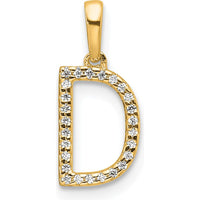 10K Yellow Gold Diamond Letter D Initial Pendant with Sparkling Diamonds by Oro Pregiato