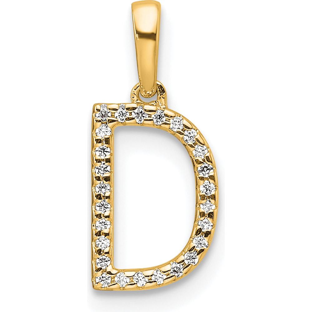 10K Yellow Gold Diamond Letter D Initial Pendant with Sparkling Diamonds by Oro Pregiato