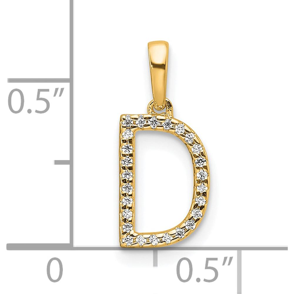 10K Yellow Gold Diamond Letter D Initial Pendant with Sparkling Diamonds by Oro Pregiato