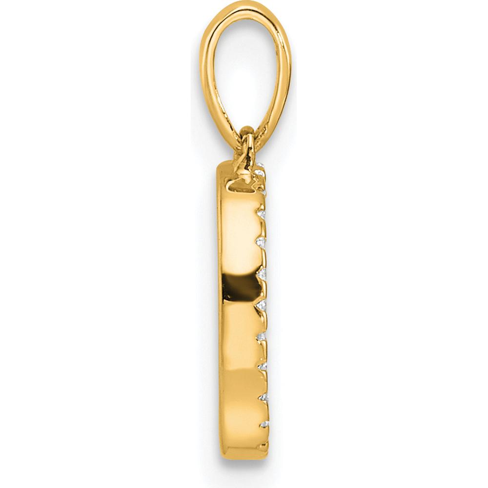 10K Yellow Gold Diamond Letter D Initial Pendant with Sparkling Diamonds by Oro Pregiato