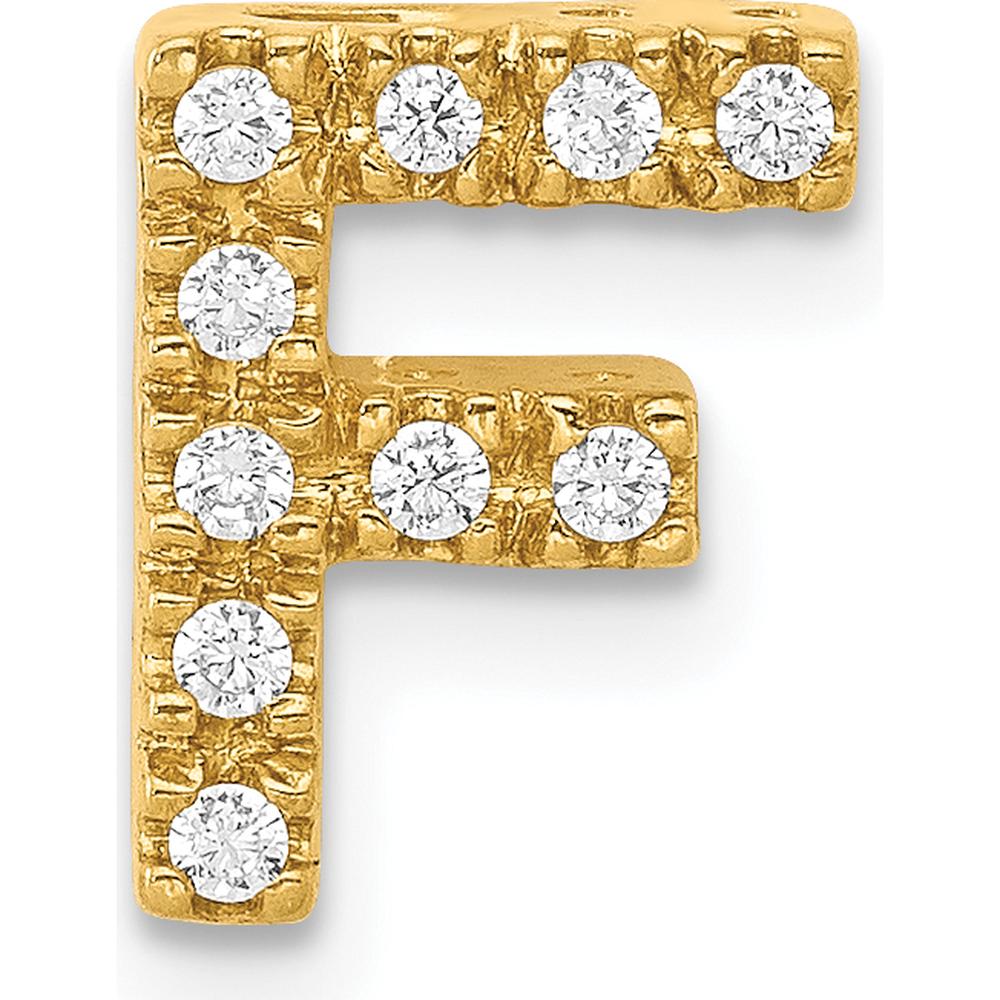 10K Yellow Gold Diamond Letter F Initial Charm with Round Diamonds - 0.10 Carat Total Diamond Weight by Oro Pregiato