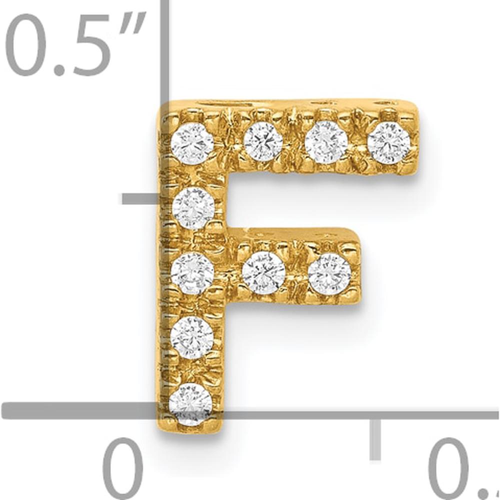 10K Yellow Gold Diamond Letter F Initial Charm with Round Diamonds - 0.10 Carat Total Diamond Weight by Oro Pregiato