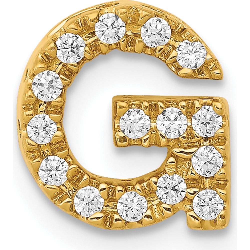 10K Yellow Gold Diamond Letter G Initial Charm Pendant with 12 Diamonds by Oro Pregiato