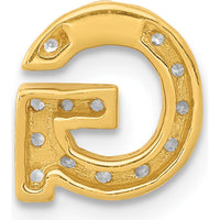 10K Yellow Gold Diamond Letter G Initial Charm Pendant with 12 Diamonds by Oro Pregiato