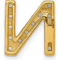 10K Yellow Gold Diamond Letter N Charm with Polished Finish - 0.12 Carat Total Diamond Weight by Oro Pregiato