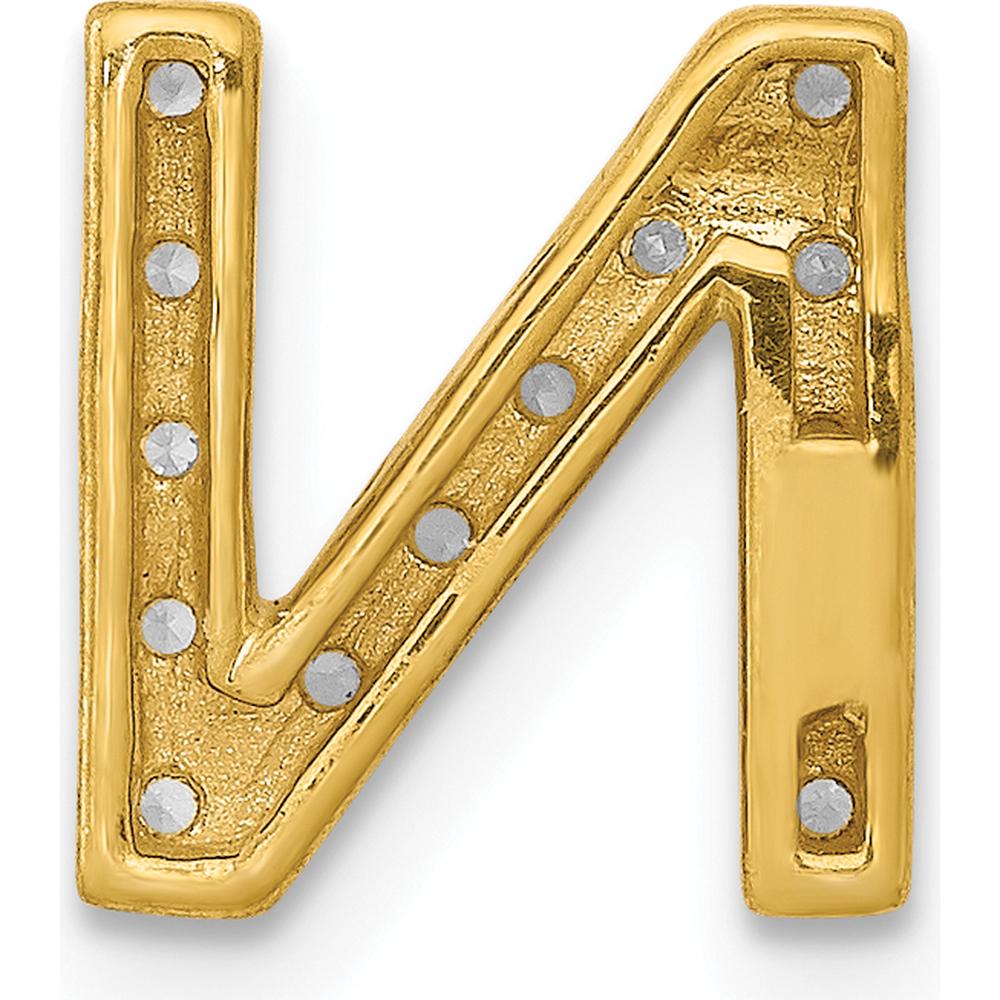 10K Yellow Gold Diamond Letter N Charm with Polished Finish - 0.12 Carat Total Diamond Weight by Oro Pregiato