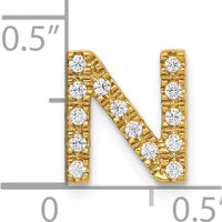 10K Yellow Gold Diamond Letter N Charm with Polished Finish - 0.12 Carat Total Diamond Weight by Oro Pregiato
