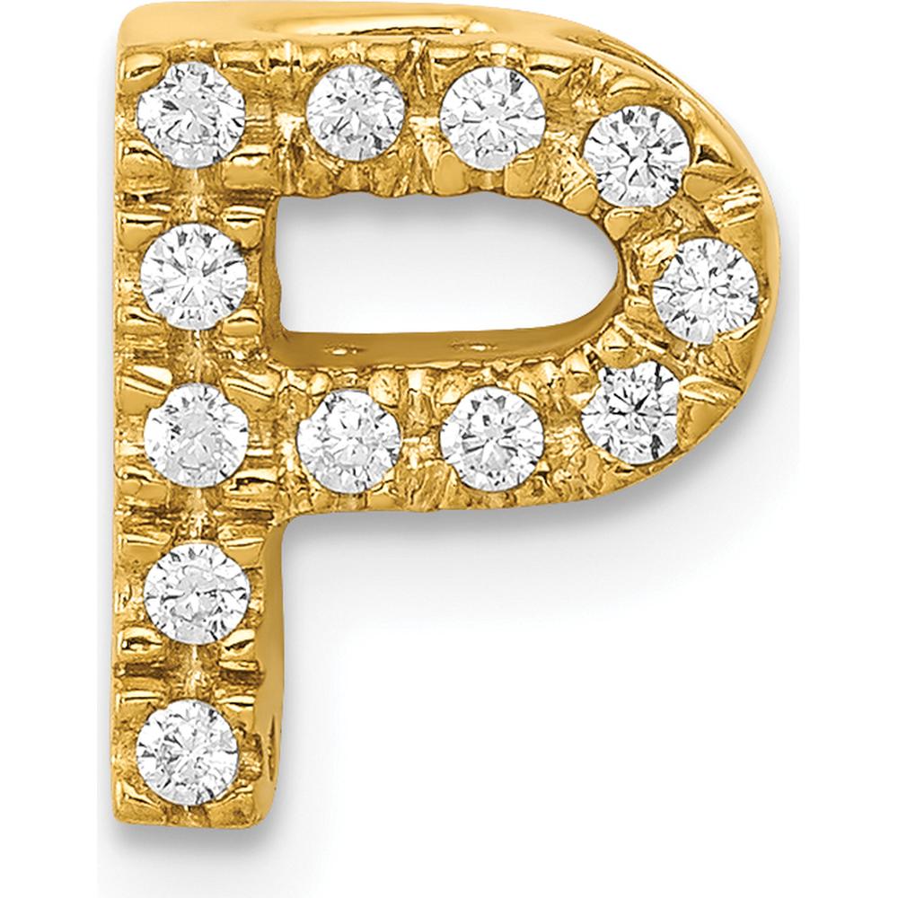 10K Yellow Gold Diamond Letter P Initial Charm with Round Brilliant Diamonds by Oro Pregiato