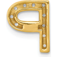 10K Yellow Gold Diamond Letter P Initial Charm with Round Brilliant Diamonds by Oro Pregiato